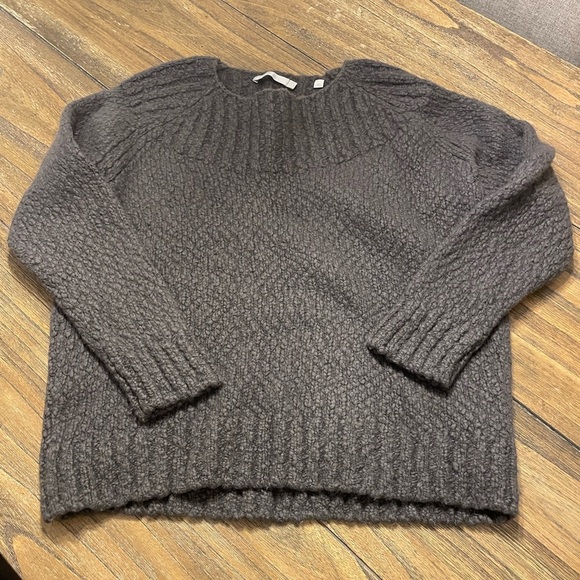 VINCE Crew Neck Wool Cashmere Blend Grey Chunky Knit Oversized Sweater Size XS - Picture 7 of 9